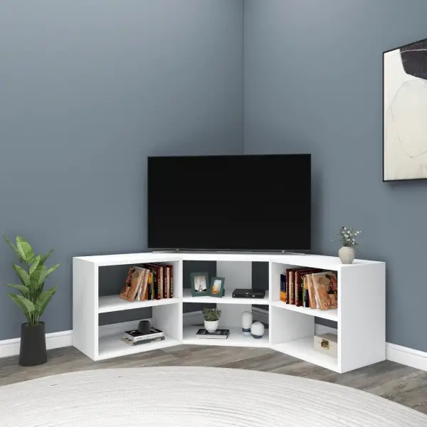 Bonnett Corner TV Stand Entertainment Center - White