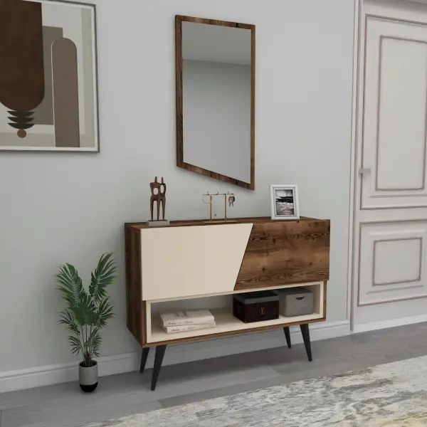 Curve Dresuar, Console Table with Framed Mirror