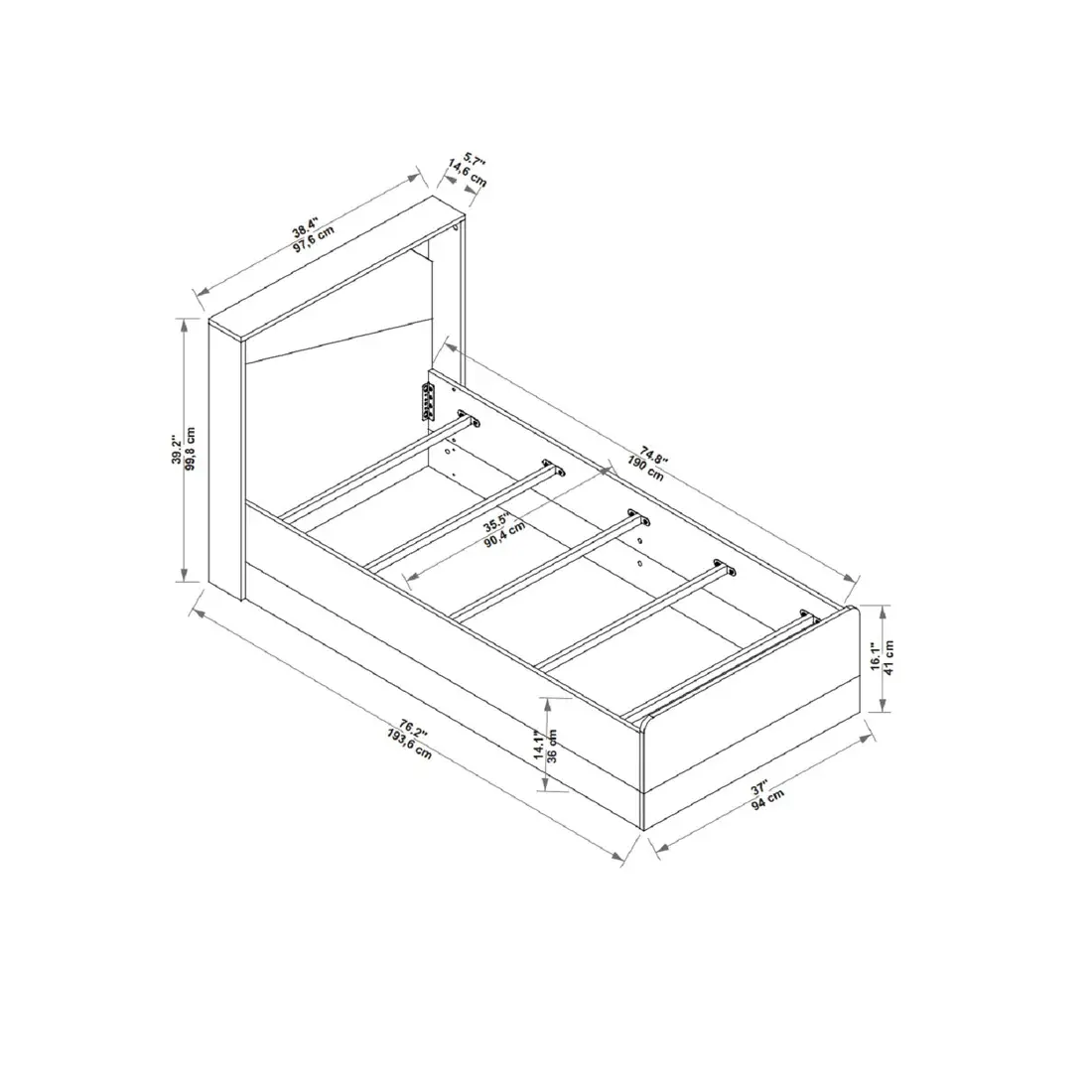 Zeno Bedstead Bed Frame with Headboard