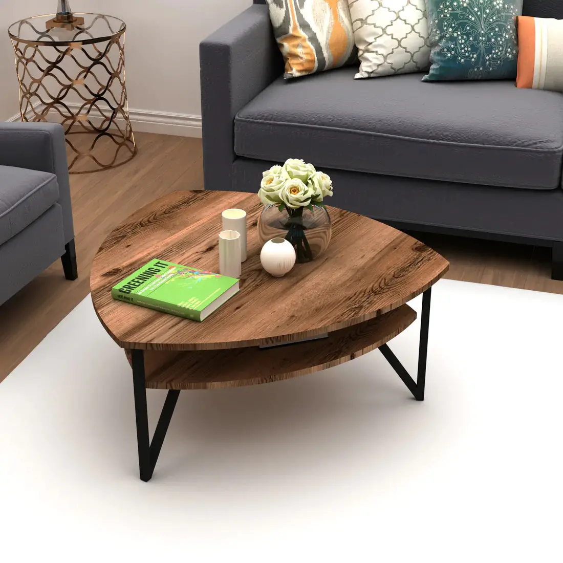 Adonis Coffee Table with Storage Shelf - Light Walnut