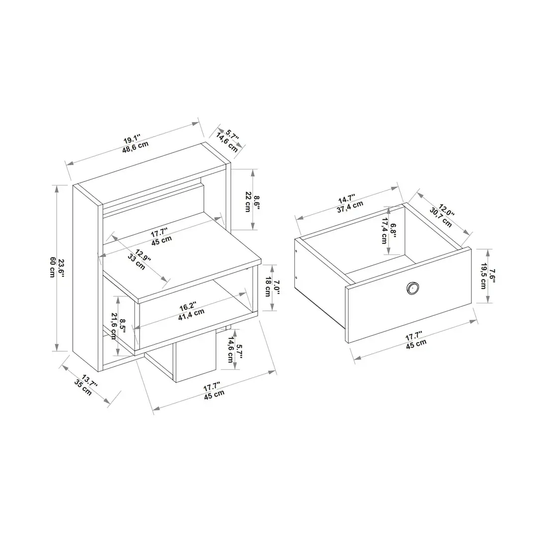 Zeno Nightstand with Drawer