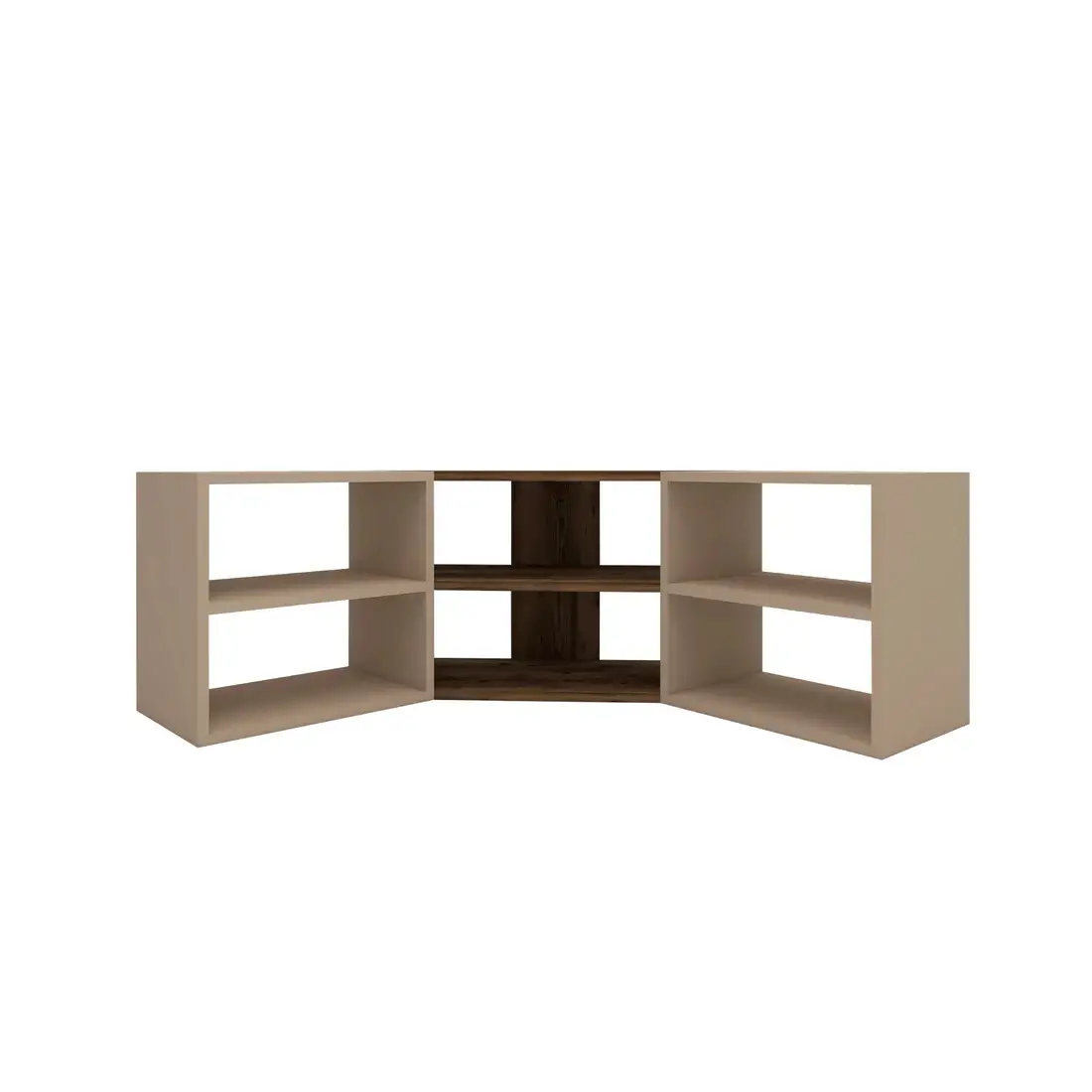 Bonnett Corner TV Stand Entertainment Center - Light Wanut / Beige