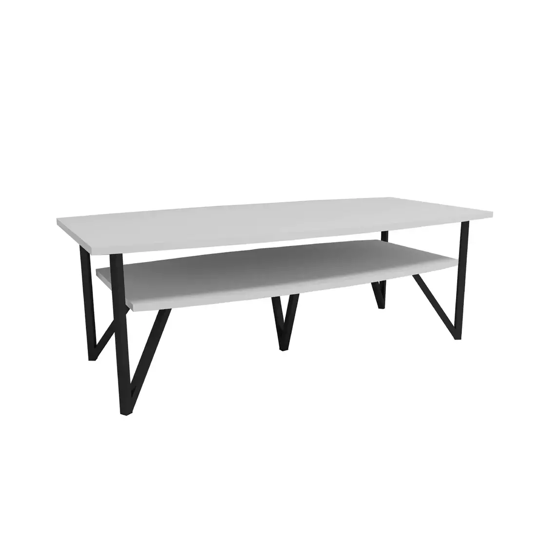 Orion 120 Coffee Table with Storage Shelf - White