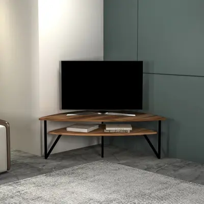 Galen Corner TV Stand Entertainment Center - Light Walnut