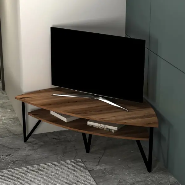 Galen Corner TV Stand Entertainment Center - Light Walnut