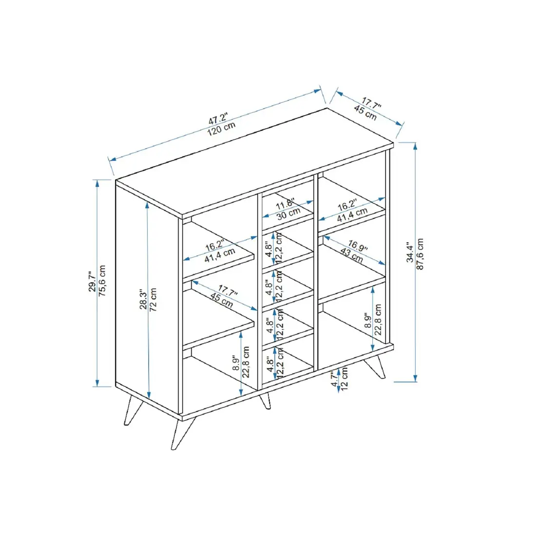 Octavia Sideboard with Cabinets and Shelves - Light Walnut / Beige