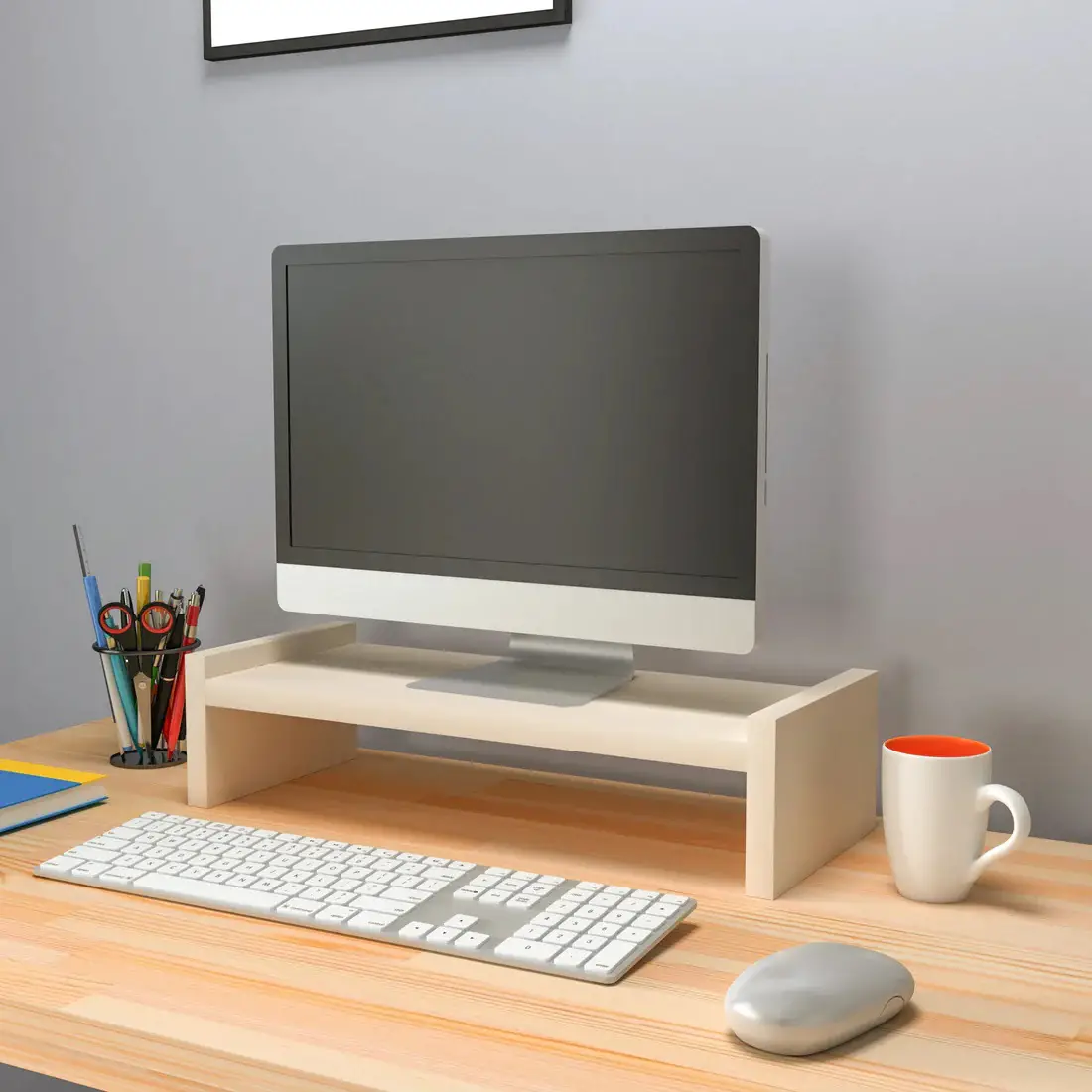 Agatha Monitor Riser PC Stand - Beige