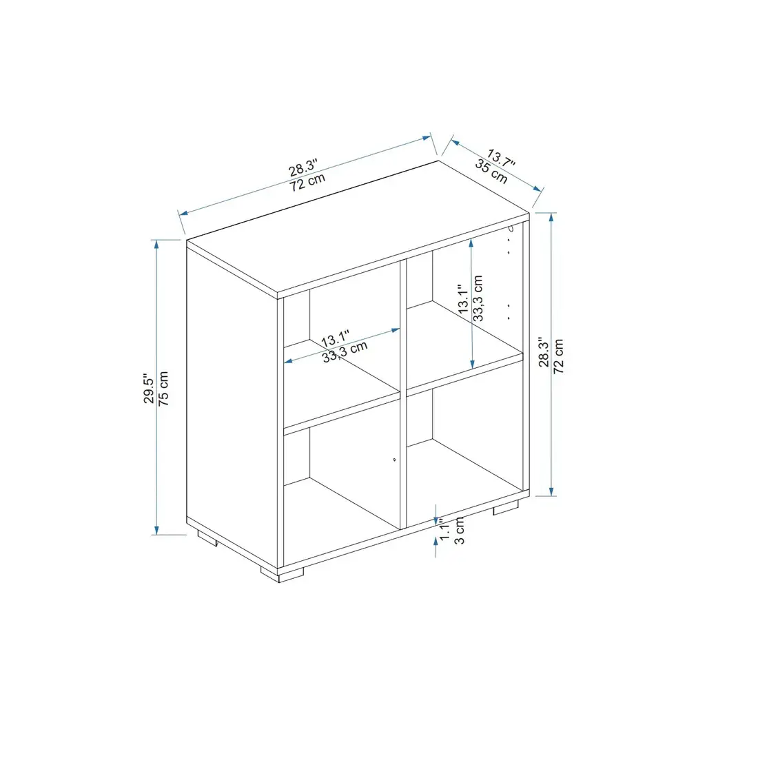 Vasilis Bookcase with Cabinets and Shelves - Anthracite