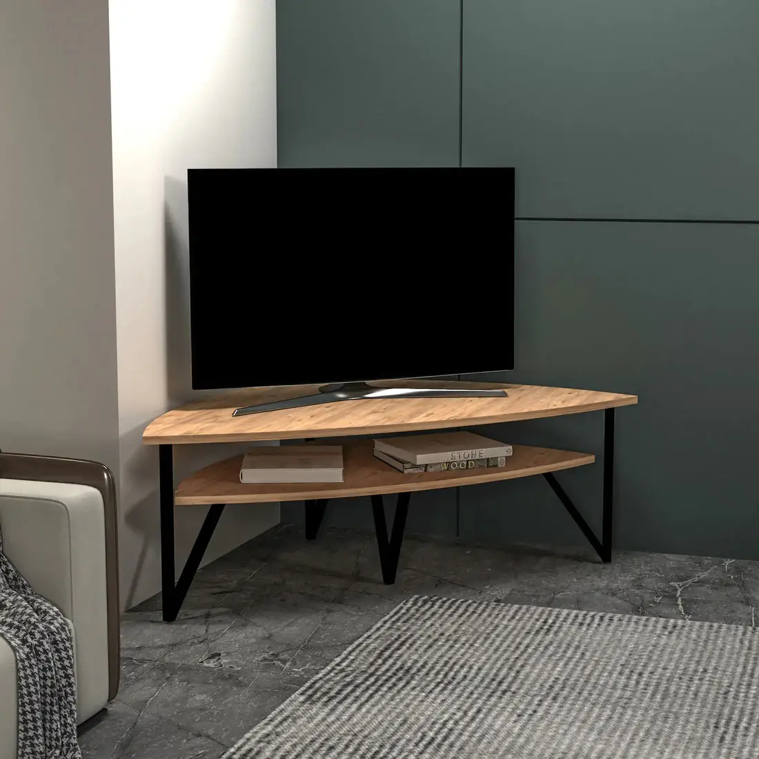 Galen Corner TV Stand Entertainment Center - Atlantic Pine