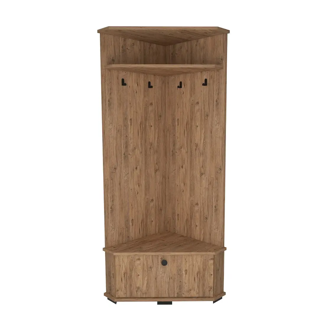 Reina Corner Hallway Coat Rack with Cabinet - Atlantic Pine