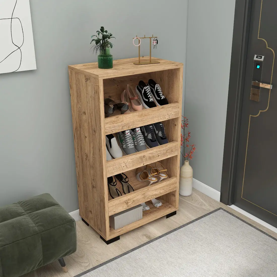  Leslie Shoe Storage Shelf with Cabinet - Atlantic Pine