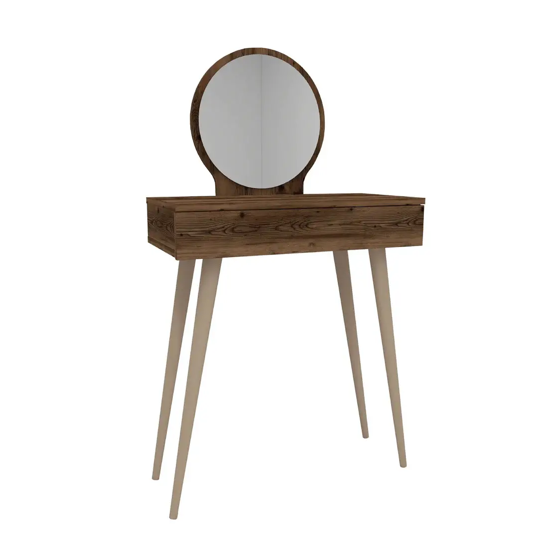 Novae Makeup Vanity Table with Mirror - Light Walnut