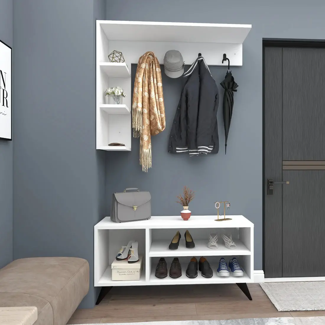 Cassia Hallway Coat Rack with Shelves