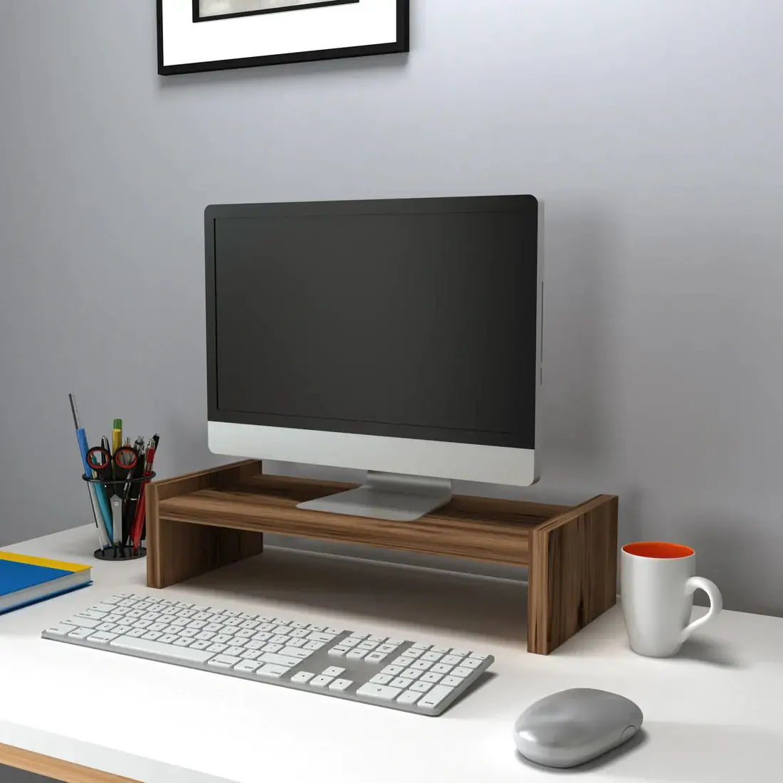 Agatha Monitor Riser PC Stand - Light Walnut