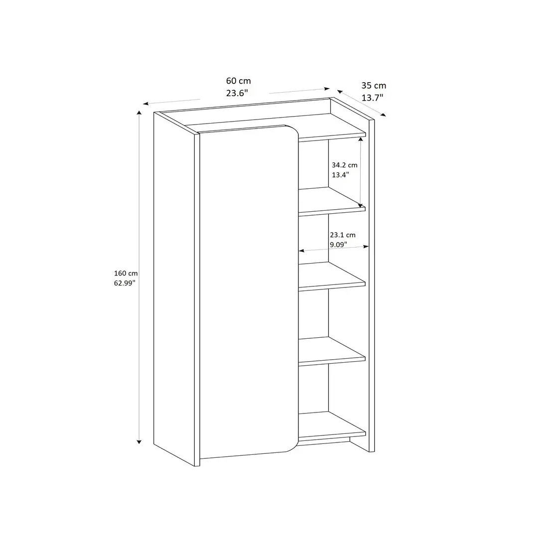 Babel Ladder Bookcase Bookshelf - Light Walnut / Beige