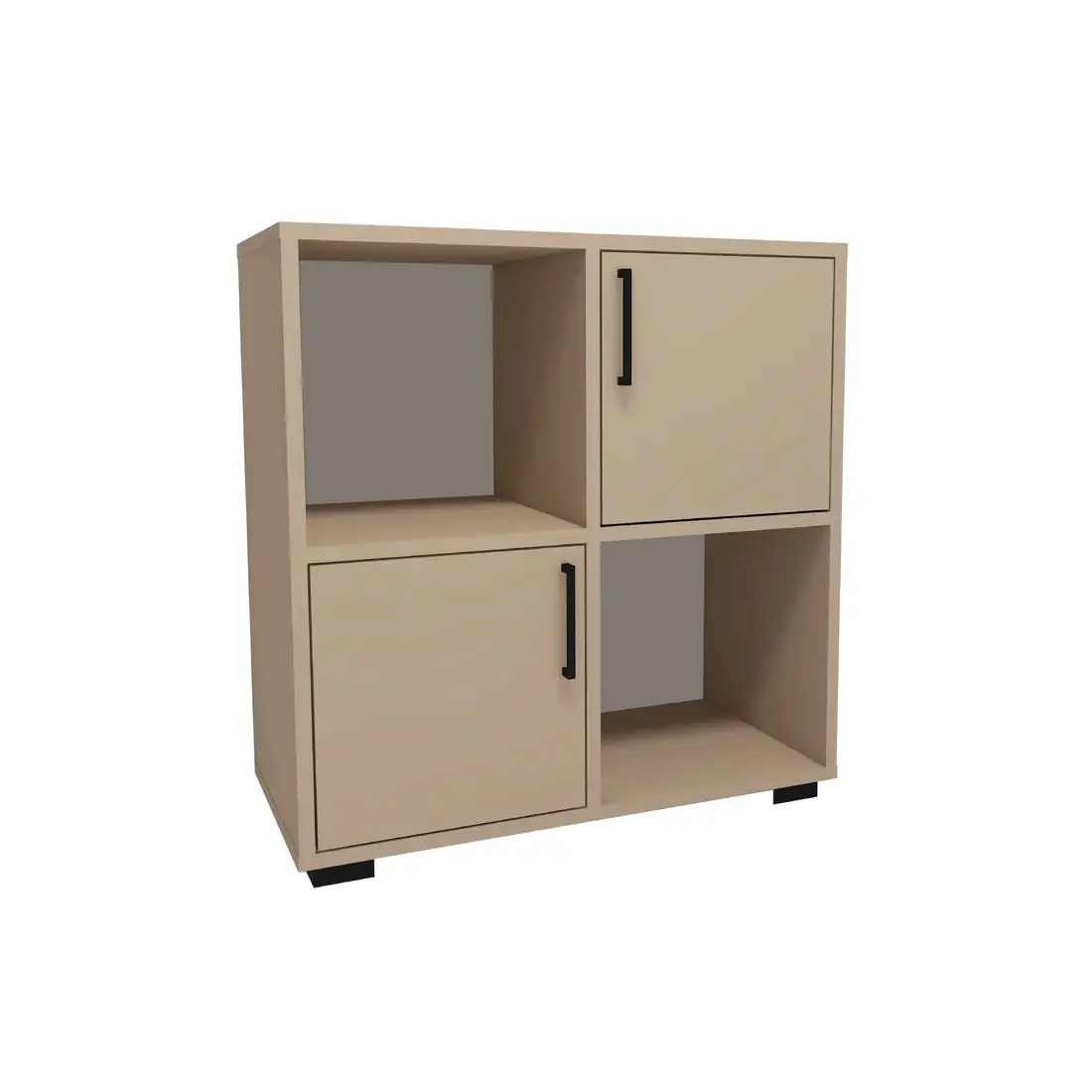 Vasilis Bookcase with Cabinets and Shelves - Beige