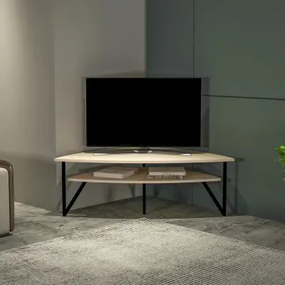 Galen Corner TV Stand Entertainment Center - Beige