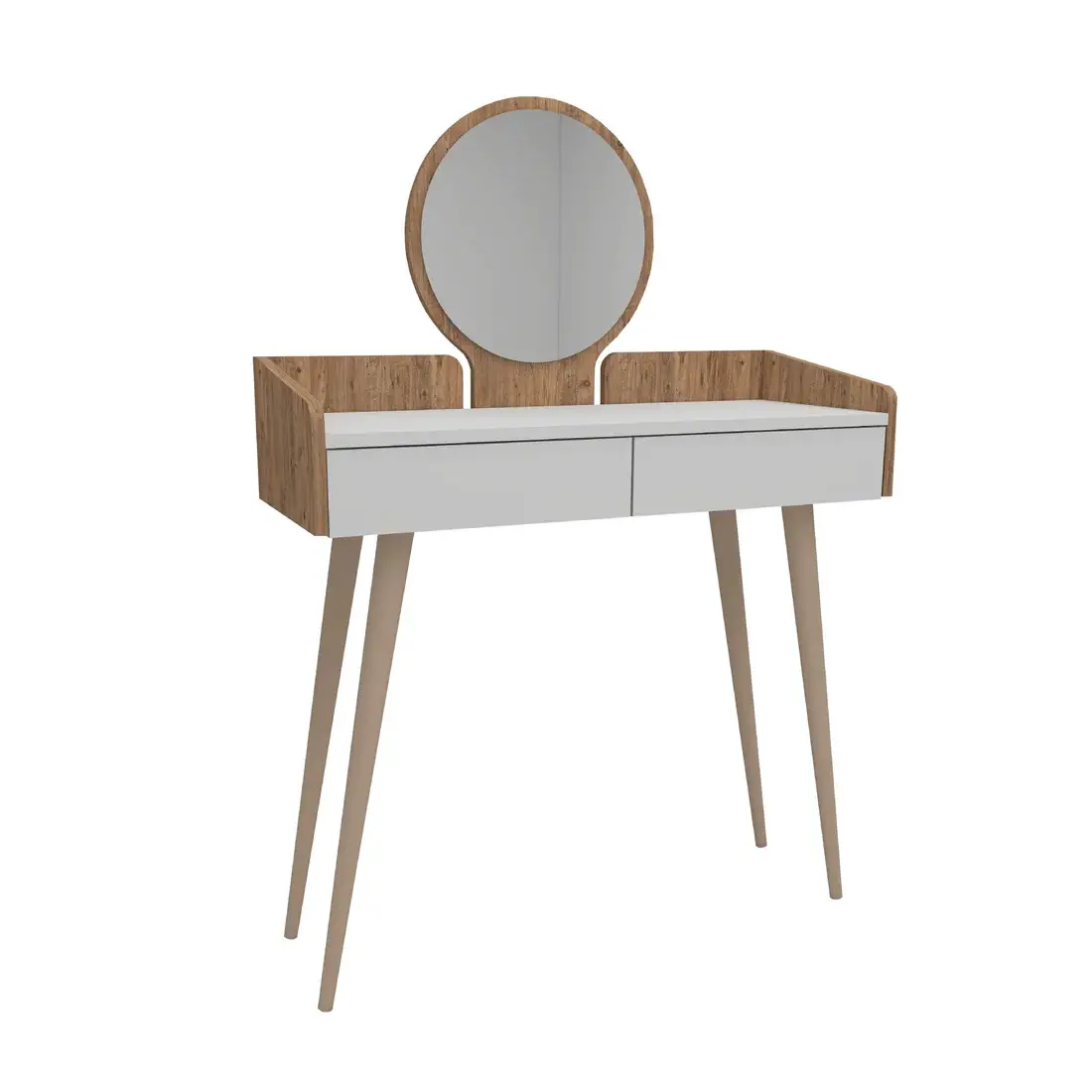 Burim Makeup Vanity Table with Mirror - Atlantic Pine / White
