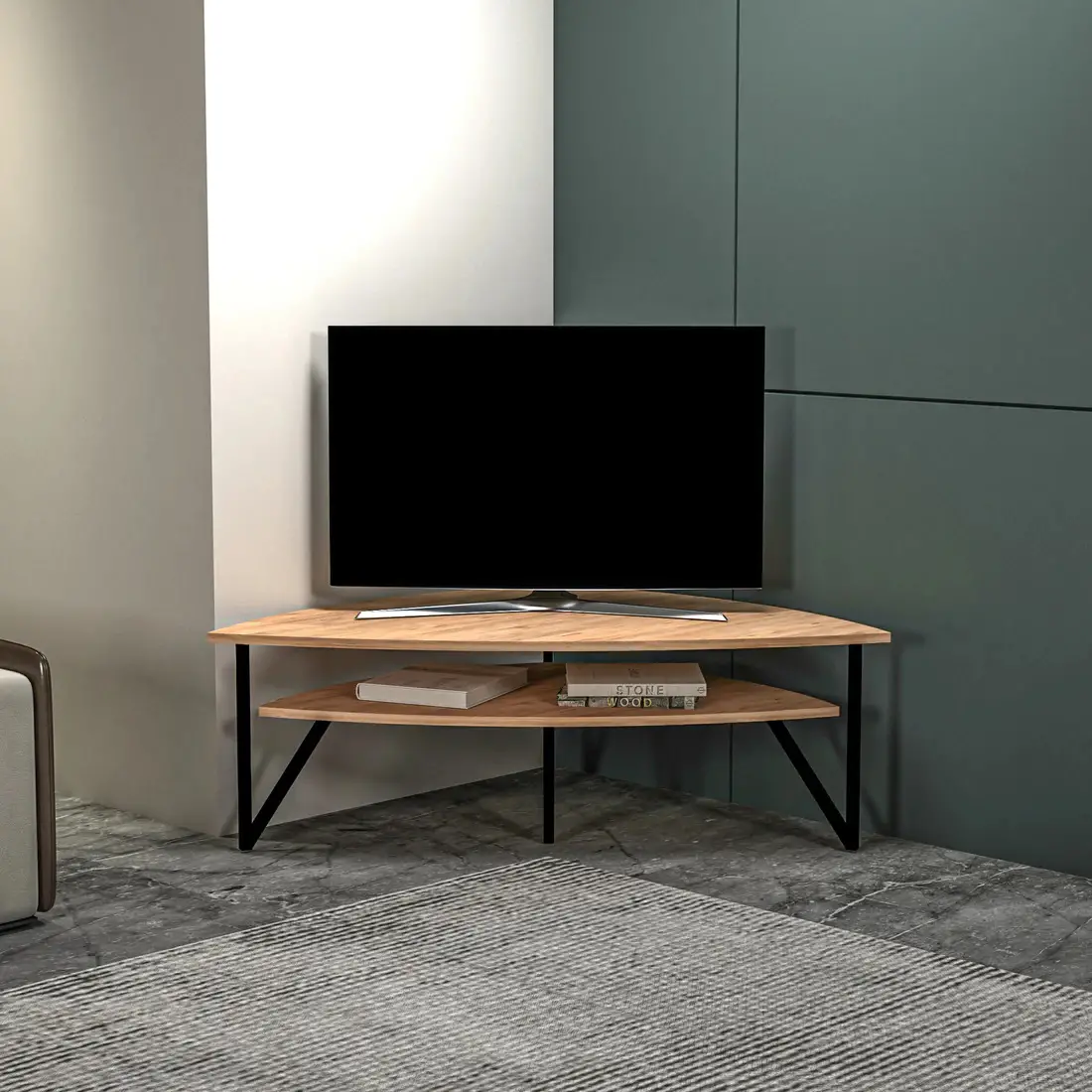 Galen Corner TV Stand Entertainment Center - Atlantic Pine