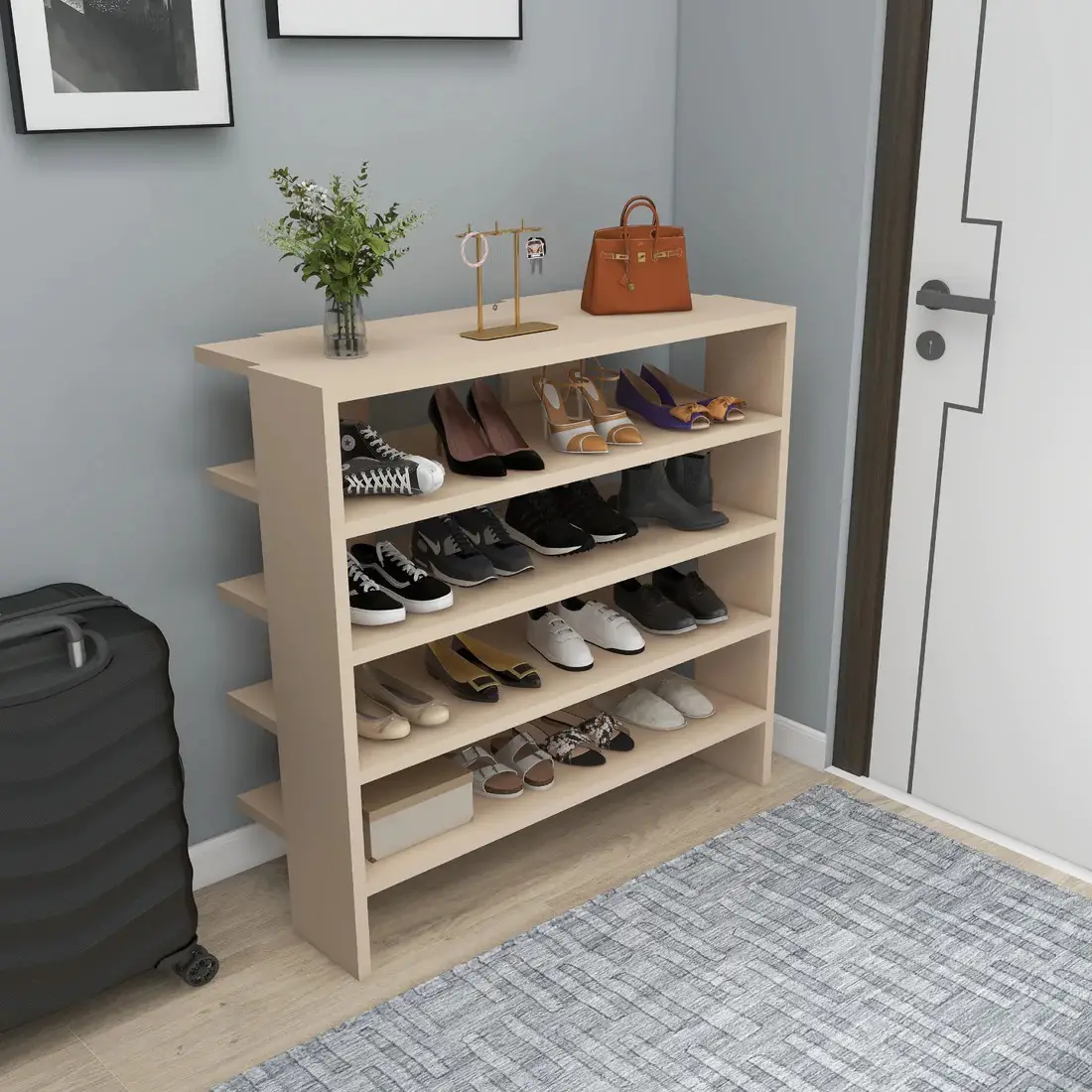 Lindita Shoe Storage Shelf - Beige