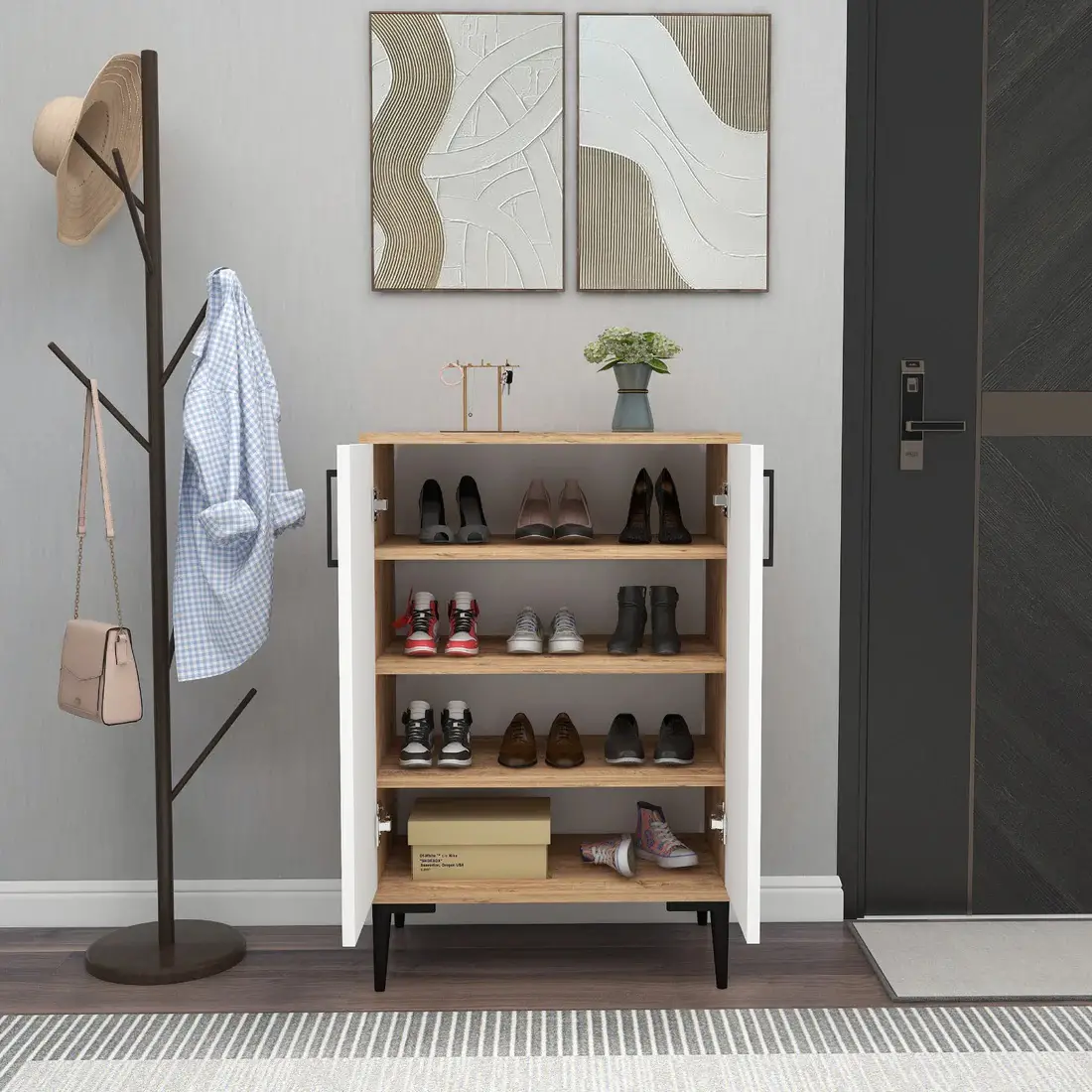 Ruby Shoe Storage Cabinet - Atlantic Pine / White