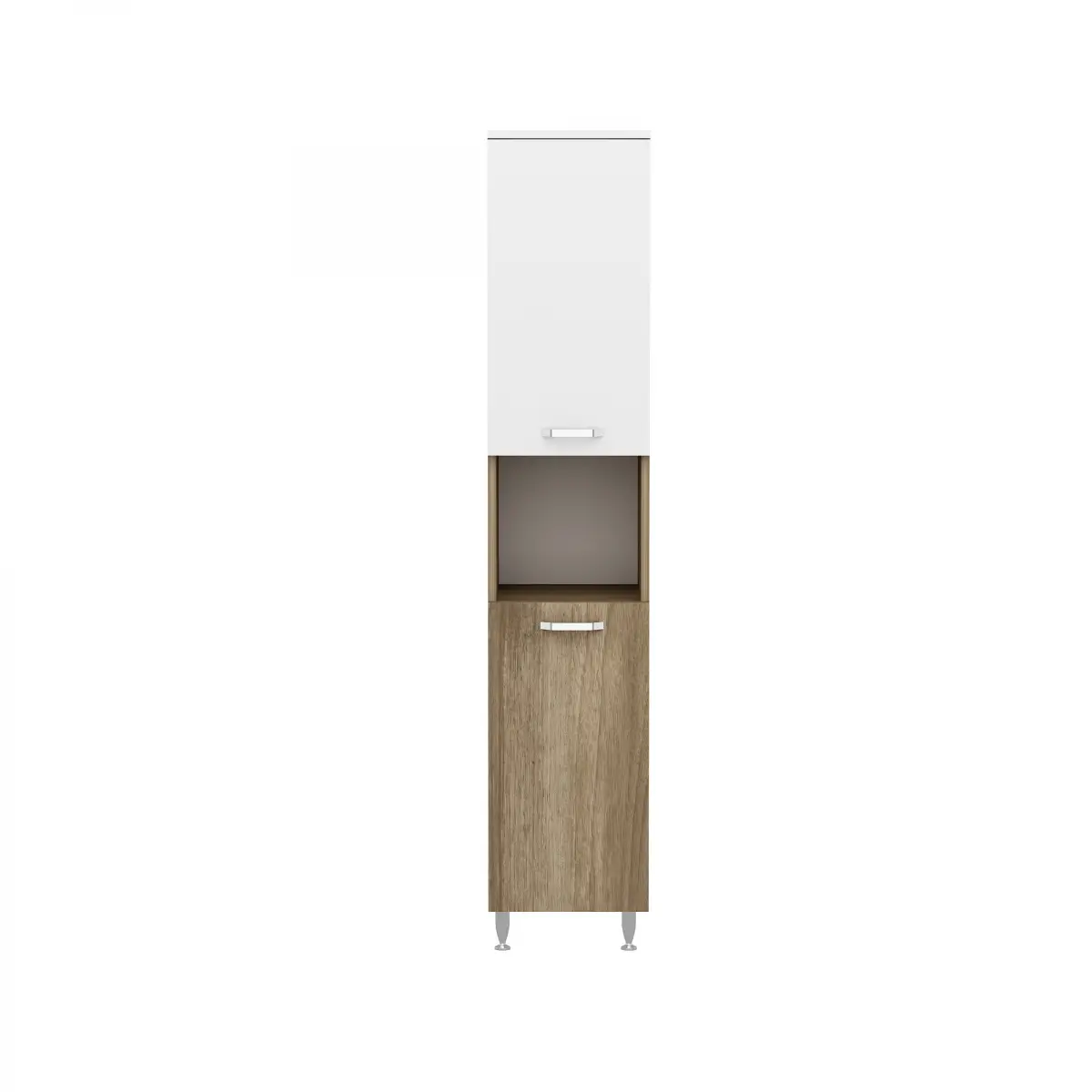 Bion Bathroom Top-Bottom Washbasin Cabinet with Mirror, Sink & Side Cabinet Set - Walnut & W