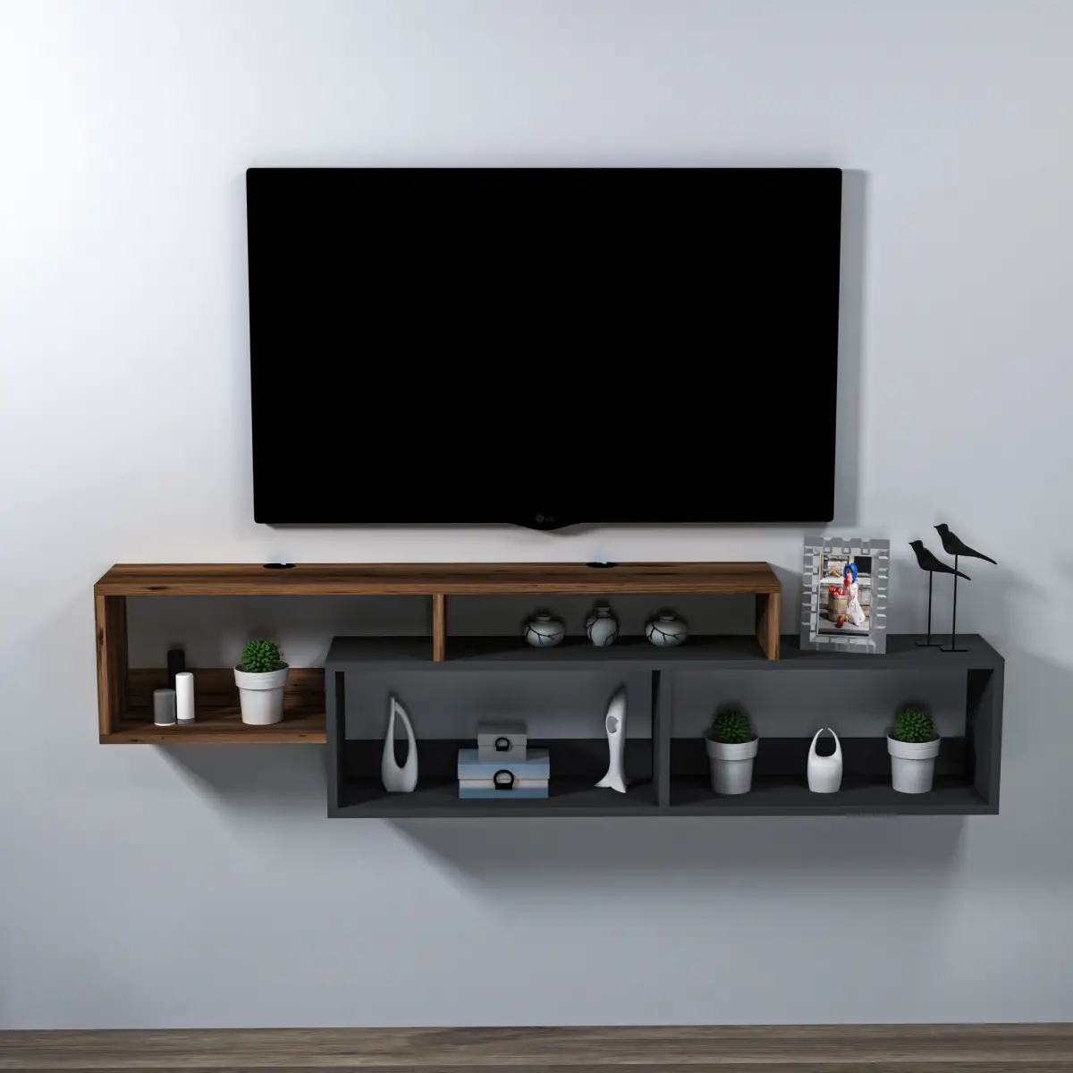 Frank Floating TV Stand with Shelves for TVs up to 70