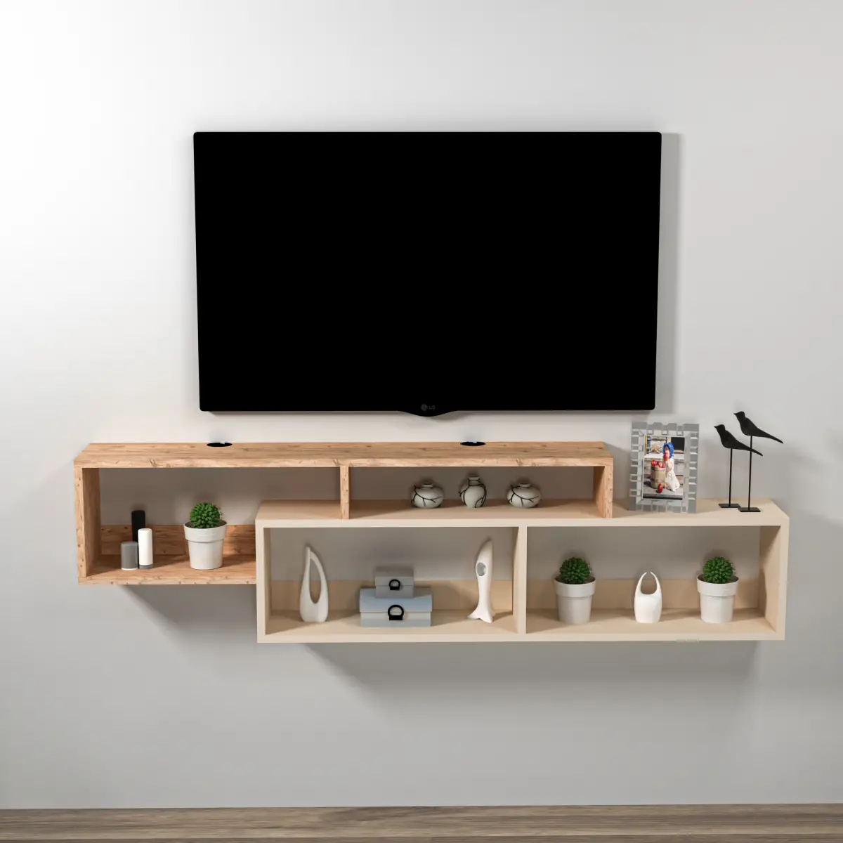 Frank Floating TV Stand with Shelves for TVs up to 70