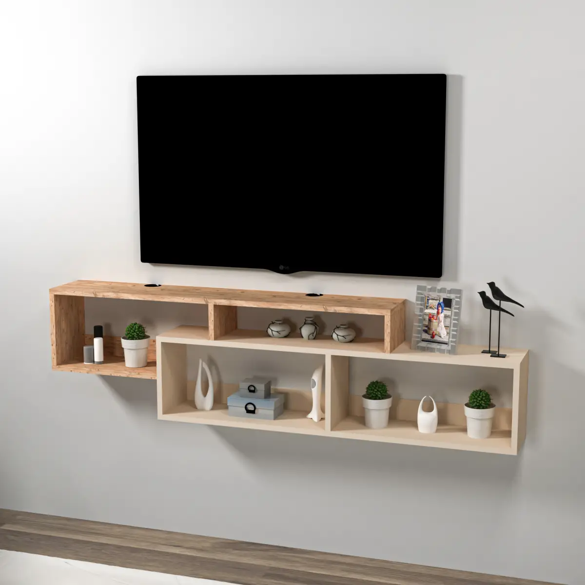 Frank Floating TV Stand with Shelves for TVs up to 70