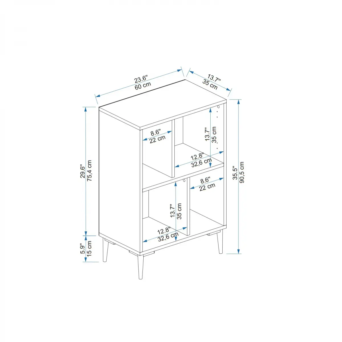 Jeremy Bathroom Cabinet with Shelves - Beyaz