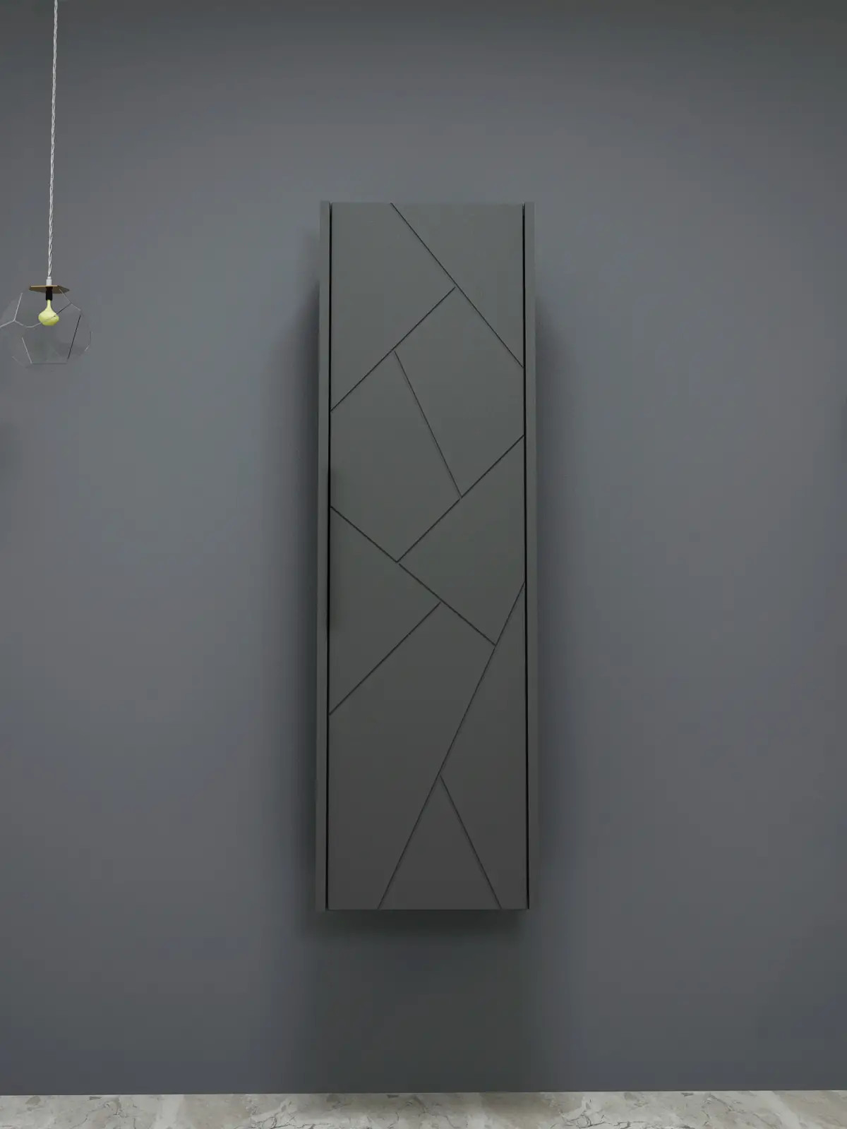 Keops Bathroom Washbasin Cabinet with Framed Wall Mirror, Sink & Side Cabinet Set - Anthracite