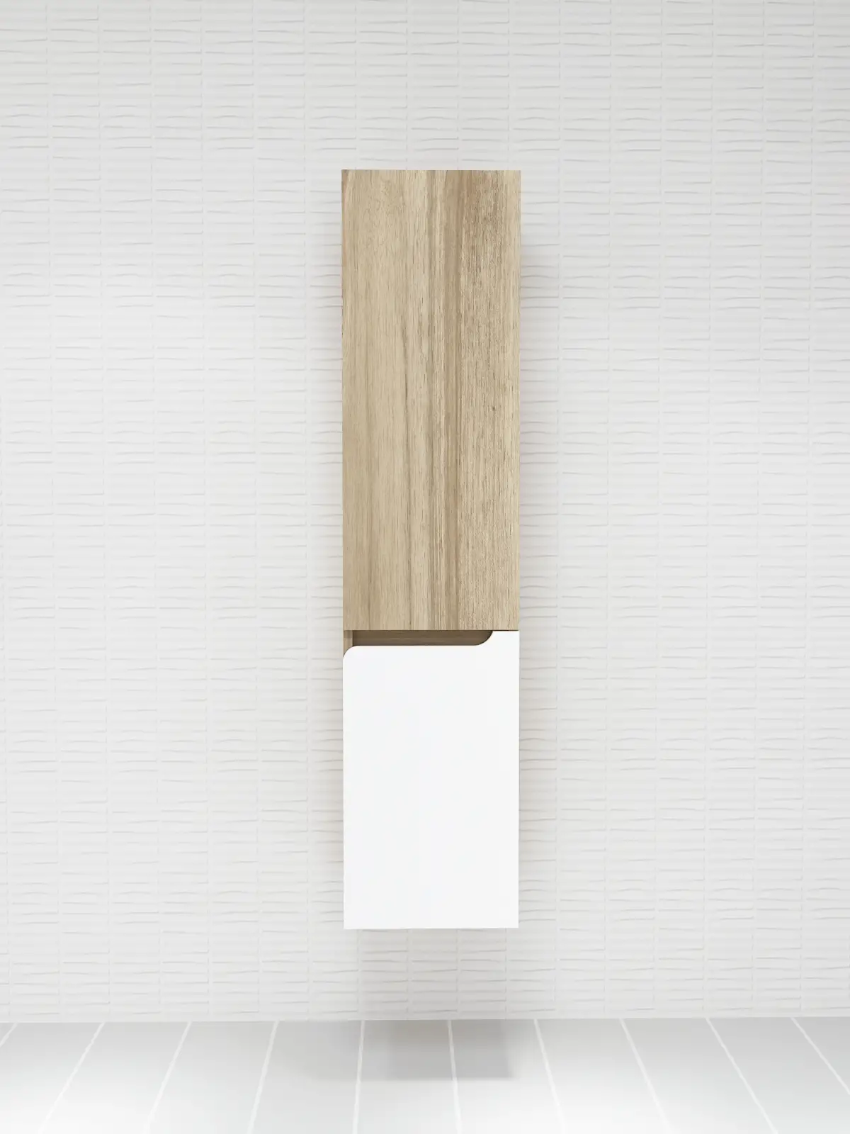 Leny Bathroom Top-Bottom Washbasin Cabinet with Mirror, Sink & Side Cabinet Set - Walnut & W