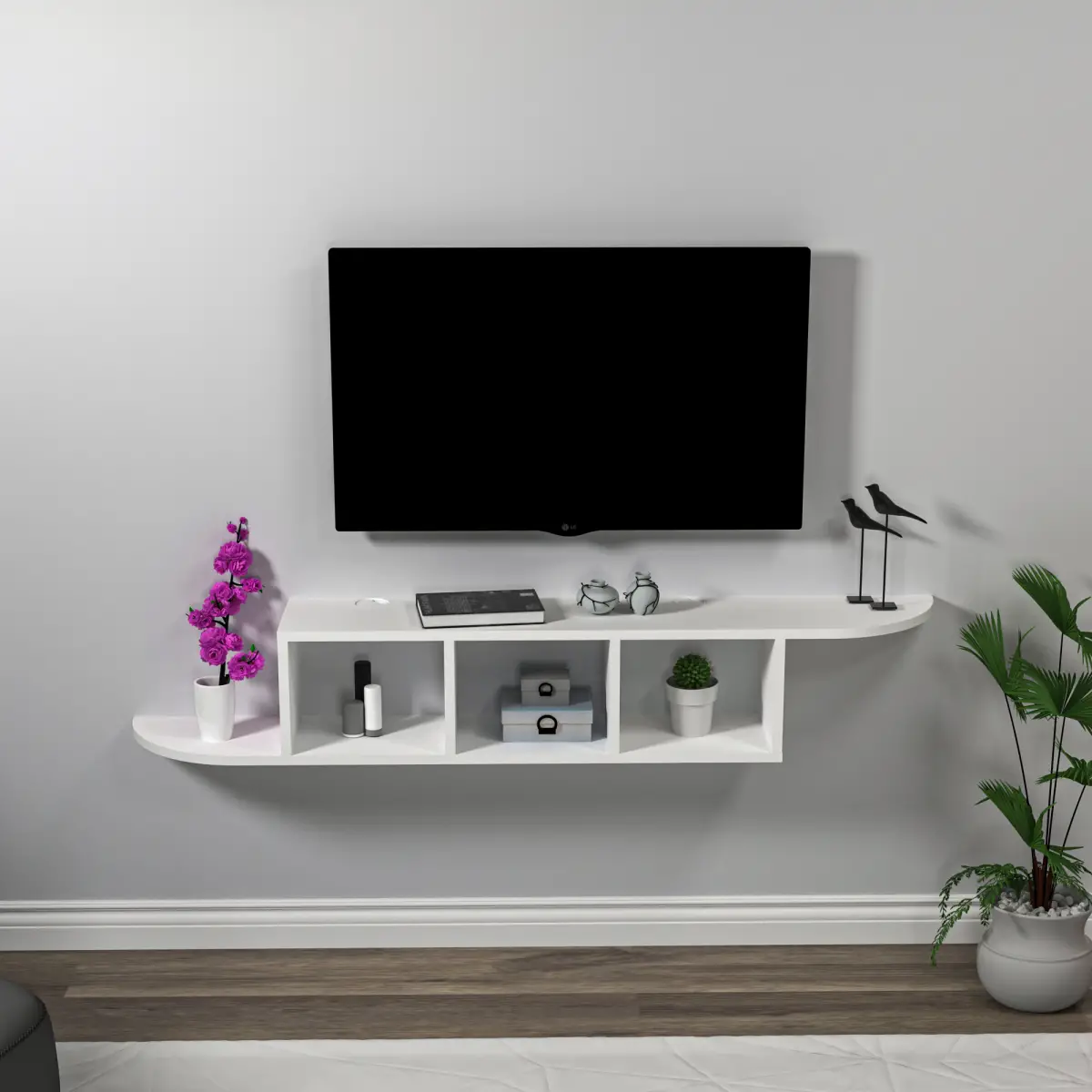 Livius Floating TV Stand with Shelves for TVs up to 65