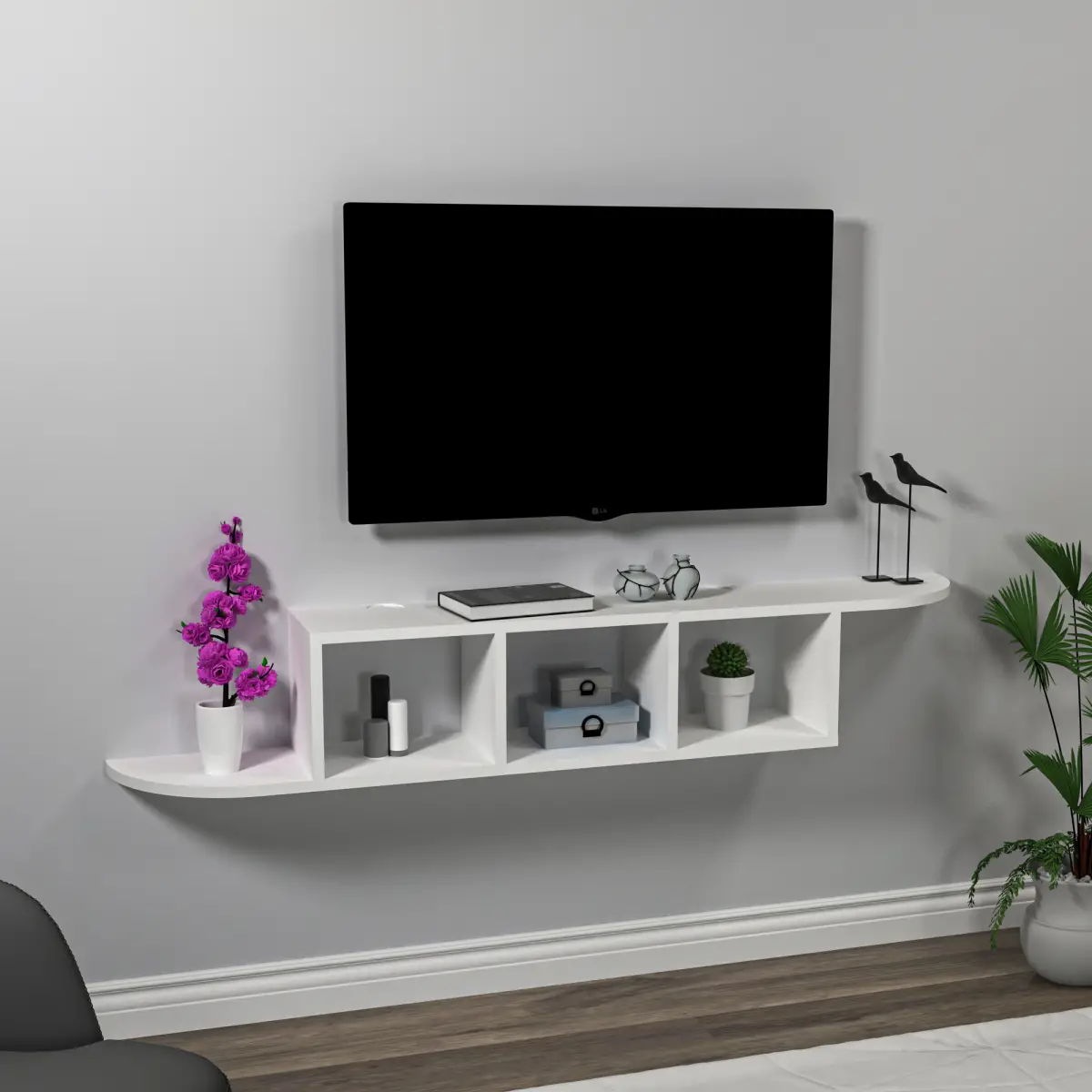 Livius Floating TV Stand with Shelves for TVs up to 65