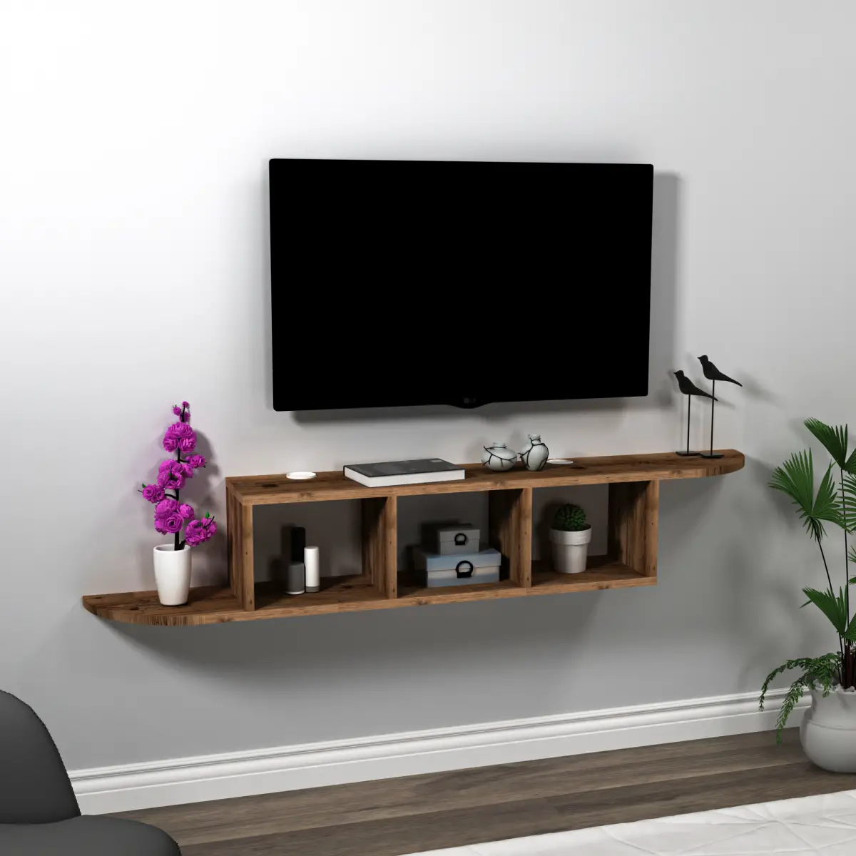 Livius Floating TV Stand with Shelves for TVs up to 65