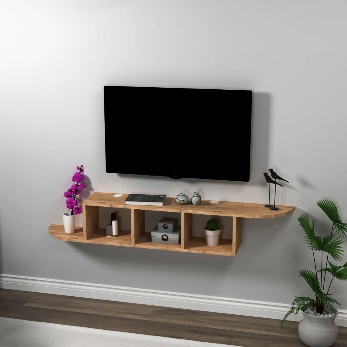 Livius Floating TV Stand with Shelves for TVs up to 65