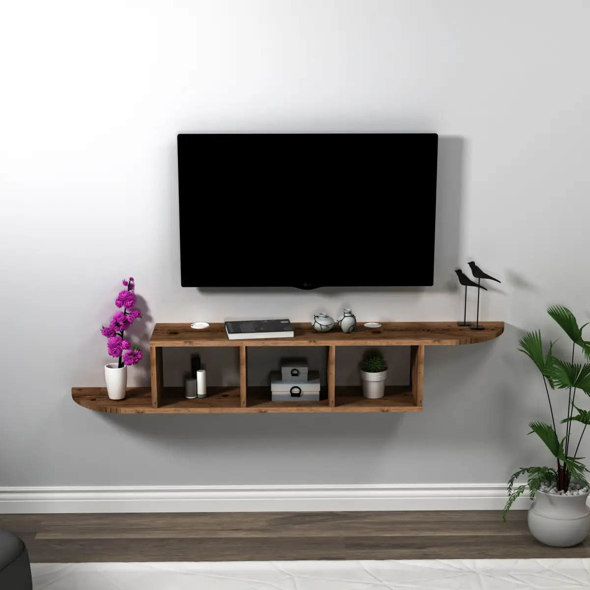 Livius Floating TV Stand with Shelves for TVs up to 65