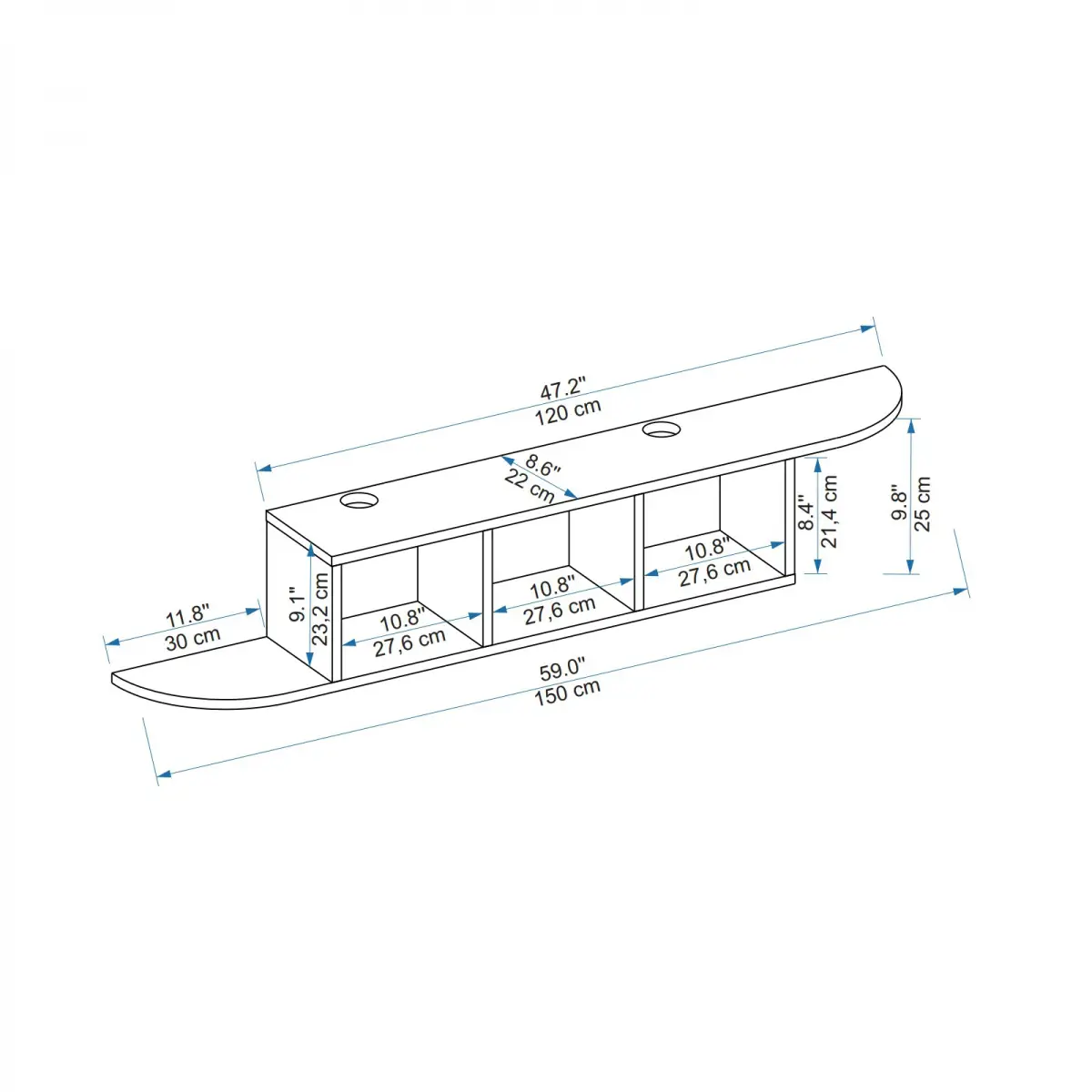 Livius Floating TV Stand with Shelves for TVs up to 65