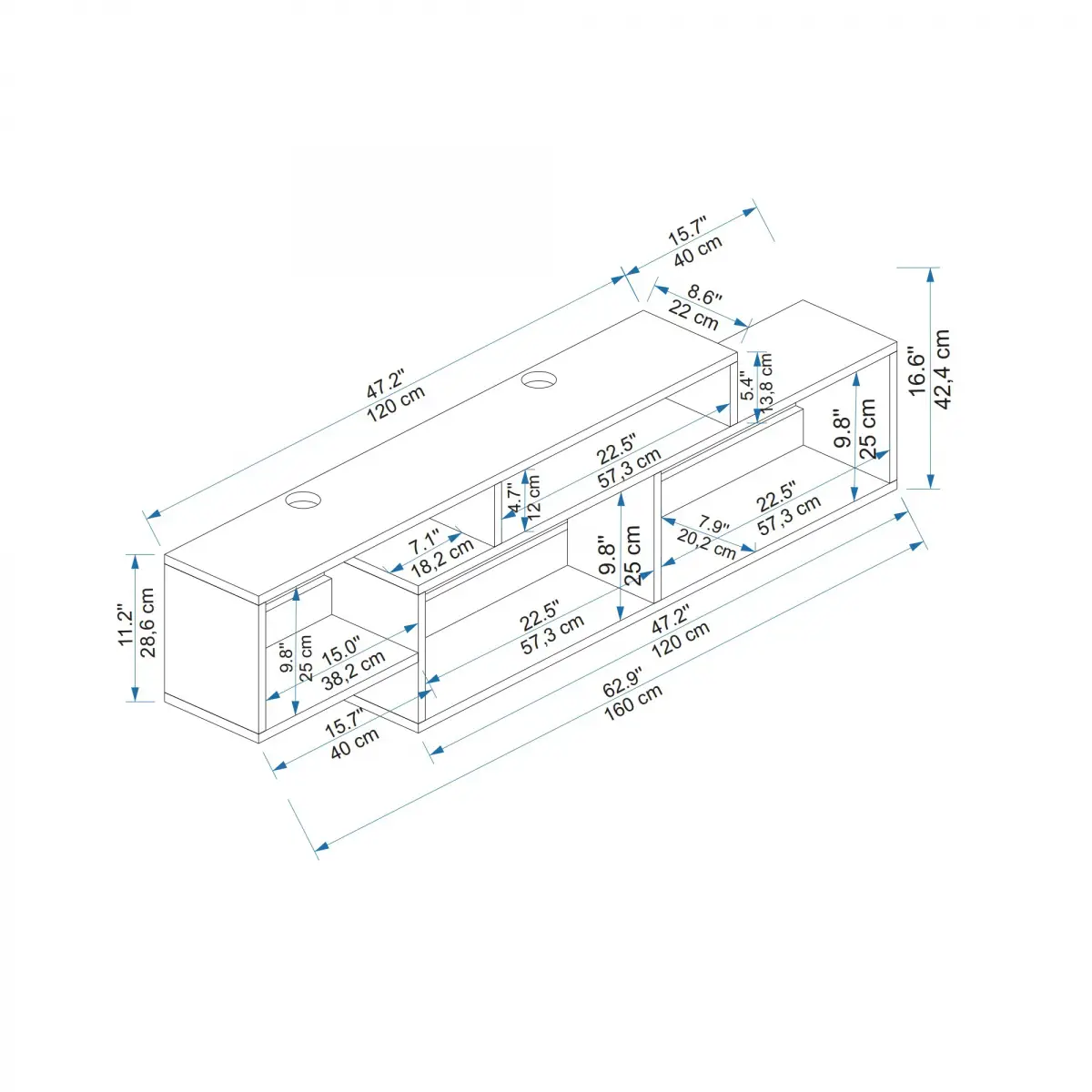 Beate Bathroom Cabinet with Shelves - Atlantic Pine & White