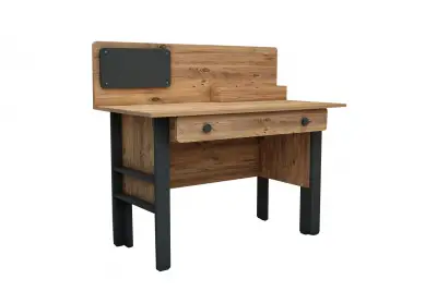 Valentino Computer Desk with Shelves and Drawer - Atlantic Pine & Anthracite