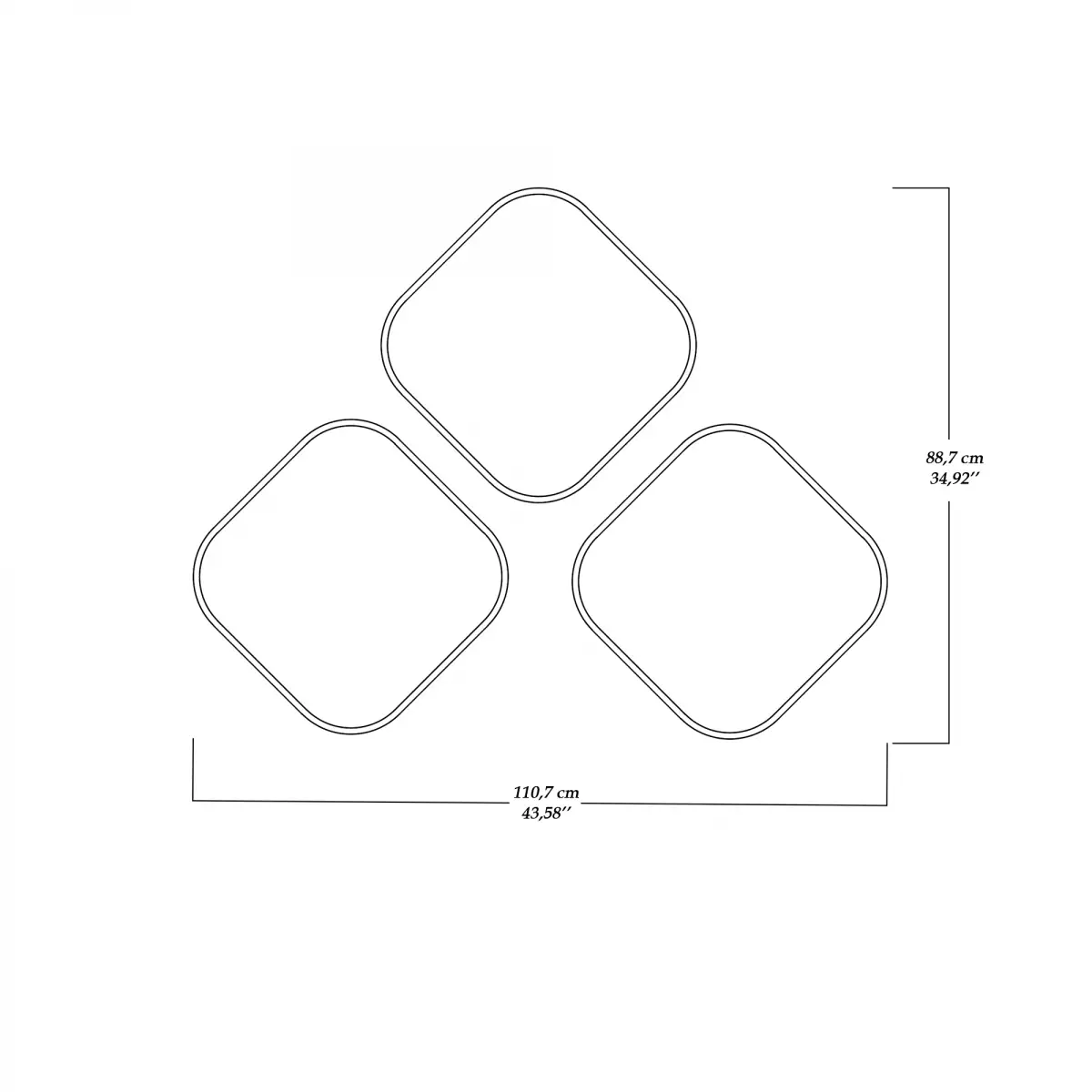 Atlantis Floating Mirror Set of 3 - White