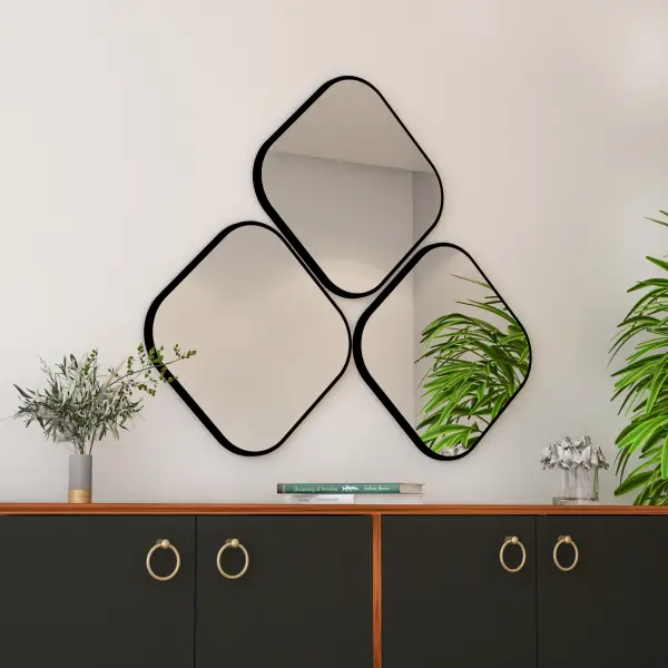 Atlantis Floating Mirror Set of 3 - Black