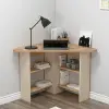 Corner Computer Desk with Shelves - Atlantic Pine & Beige