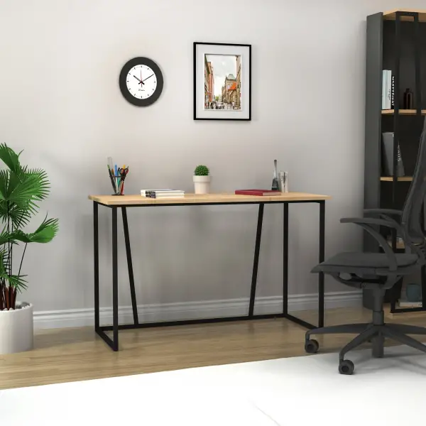 Lissa Iron Leg Desk - Sapphire Oak & Black