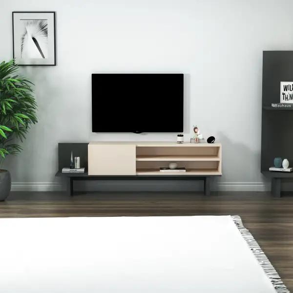 Frank TV Stand - Beige & Anthracite