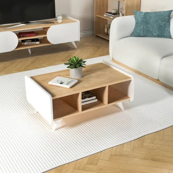 Mindy Coffee Table - Sapphire Oak & White