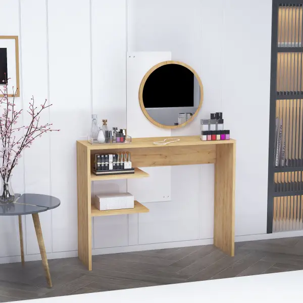 Dali Makeup Table - Sapphire Oak & White