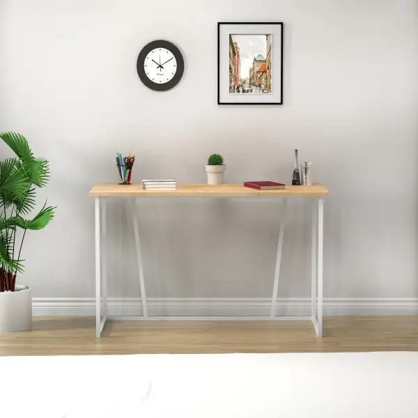 Lissa Iron Leg Desk - Sapphire Oak & White