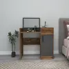 Sedef Makeup Vanity Table - Light Walnut & Anthracite