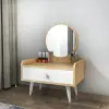 Sina Makeup Table - White & Sapphire Oak